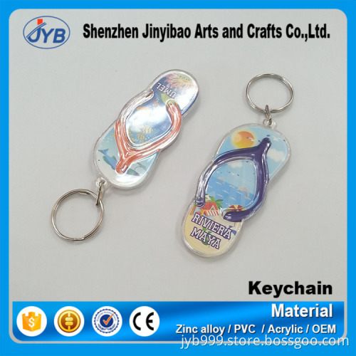 NEW design cheap acrylic keychain cute beach shoes shaped photo keyring